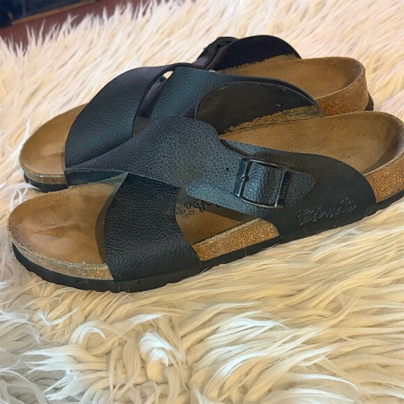Birkenstock Birkis Womens Slide Sandals Black Crisscross Size 9 EU 40 - Picture 5 of 9